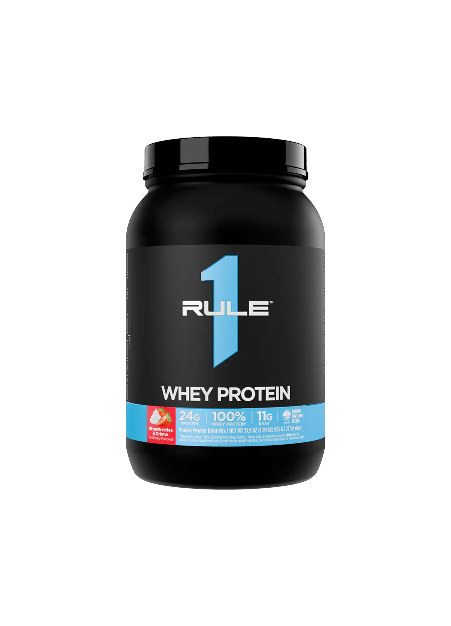Rule One R1 Whey Blend 878g Strawberries & Creme Framsida