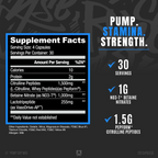 RYSE Pump Cap Max supplementfakta med näringsvärden och antal portioner