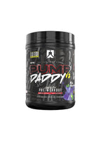 Svart burk med röd och vit text för pre-workout-tillskott