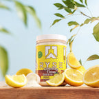 RYSE loaded pre-burk med Country Time Lemonade-smak, framsida med citronbilder