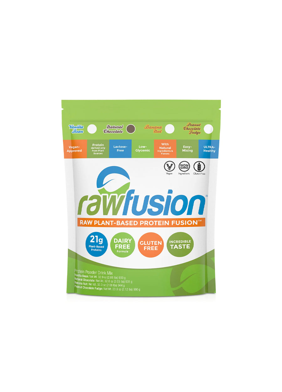 RawFusion proteinfusionpåse, grön förpackning med tydlig etikett