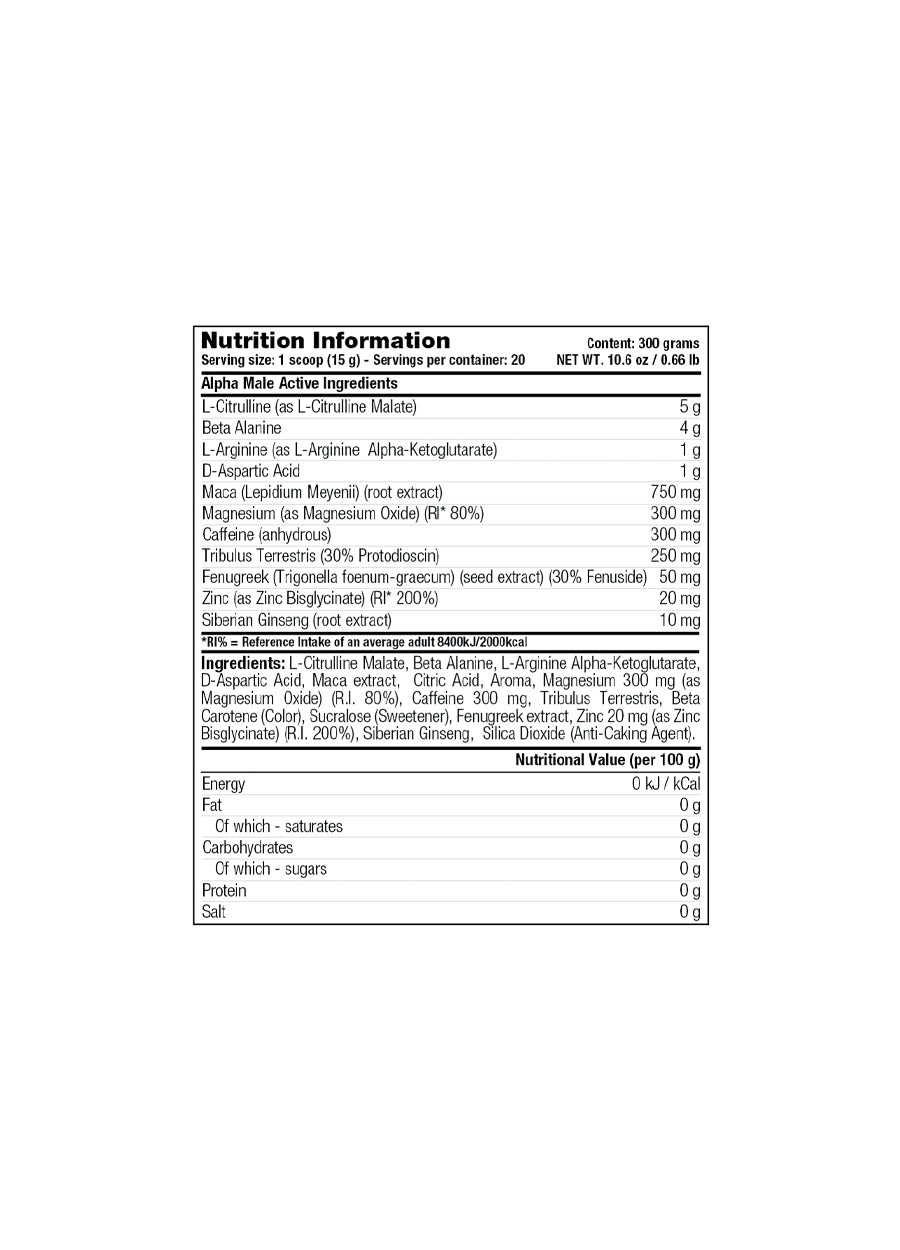 STACKER2 Alpha Male Testobooster PWO 300g Innehåll