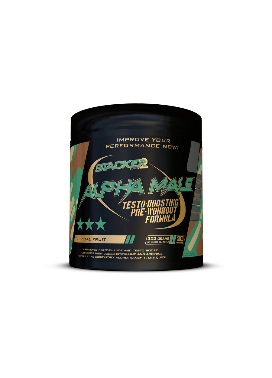 STACKER2 Alpha Male Testobooster PWO 300g Tropical Fruits Framsida