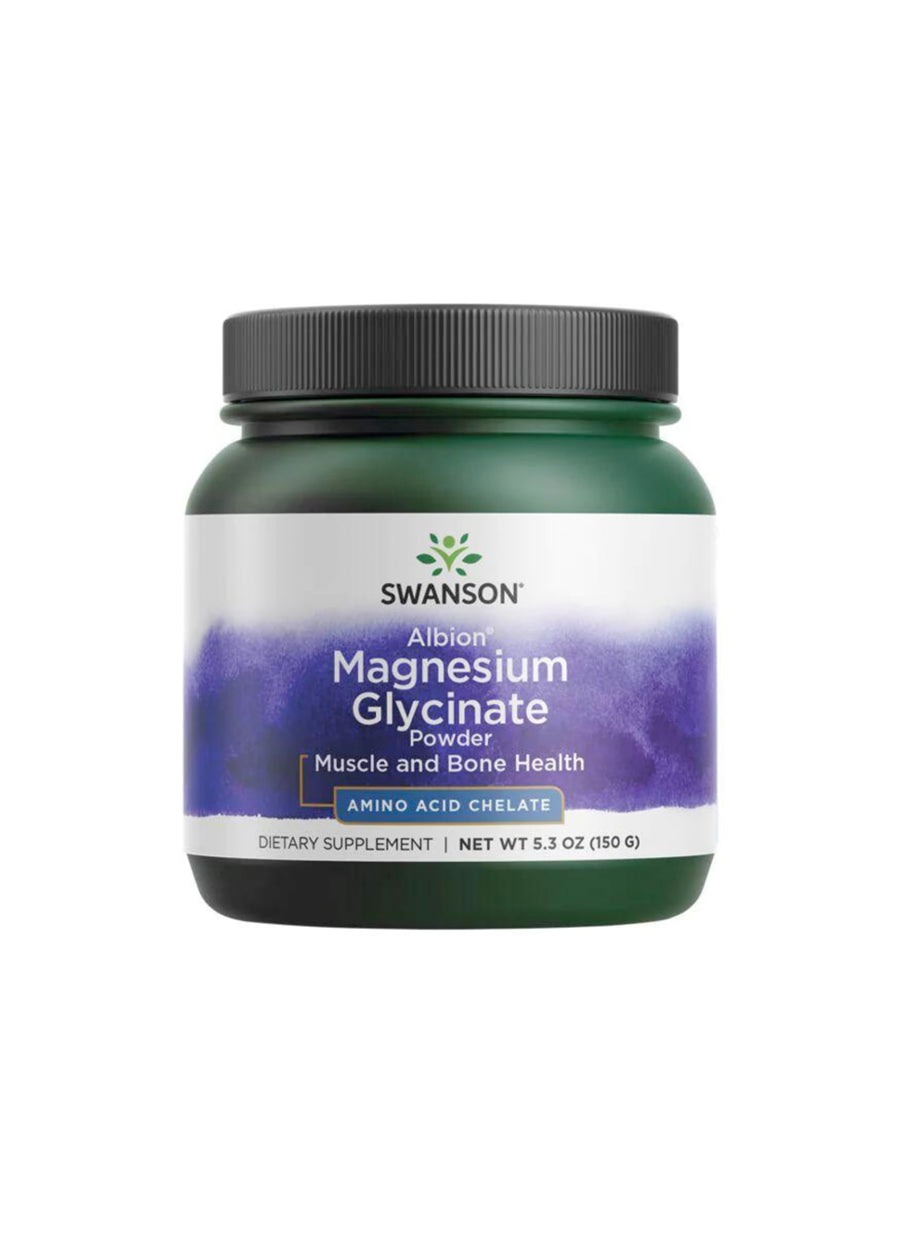 Swanson Albion Magnesium Glycinate Powder 150g Framsida