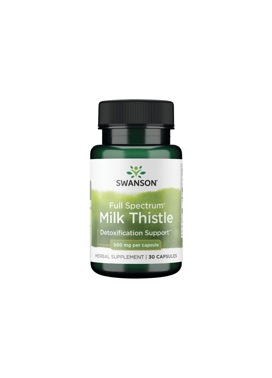 Swanson Full Spectrum Milk Thistle 500mg 30 Kapslar Framsida
