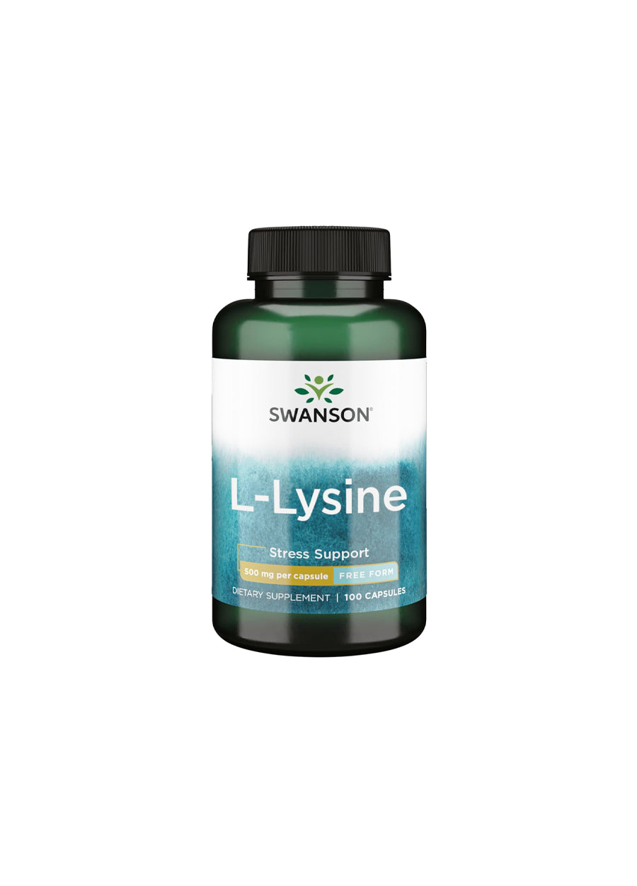 Swanson Lysine 500mg Free-Form 100 Kapslar Framsida