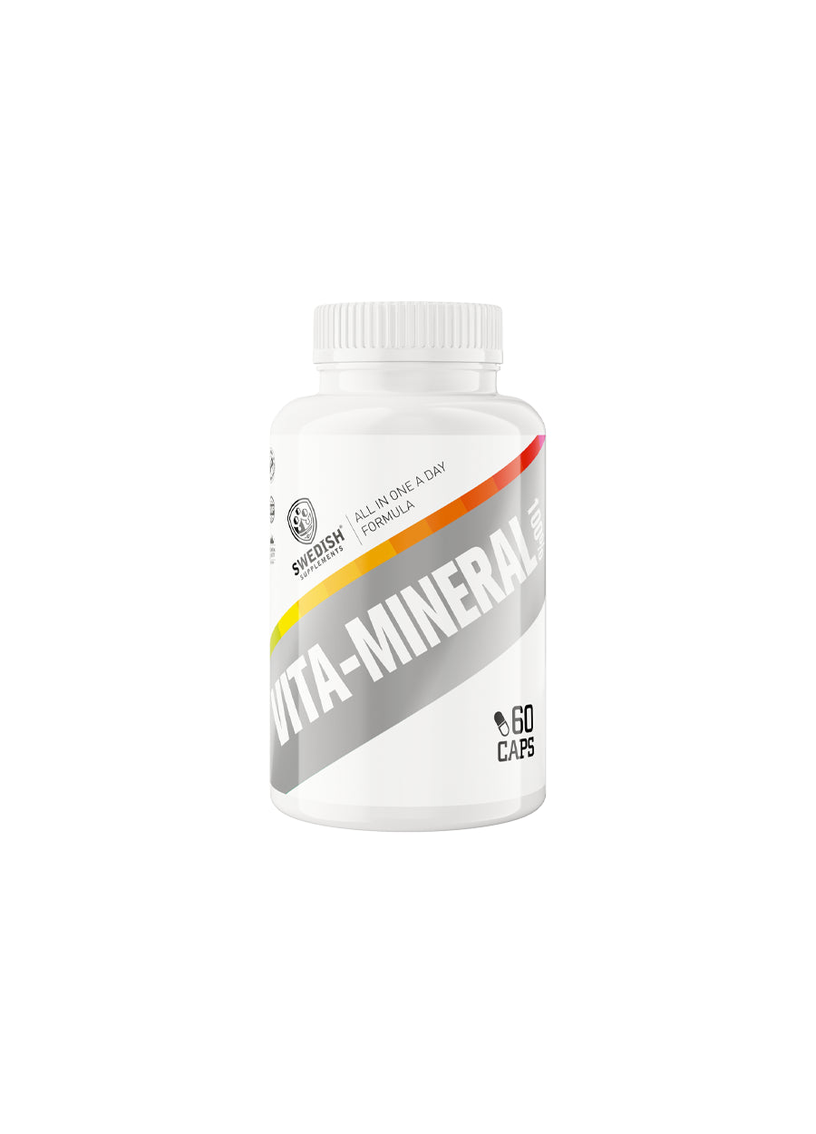 Swedish Supplements 100% Vita-Mineral 60 Kapslar Framsida