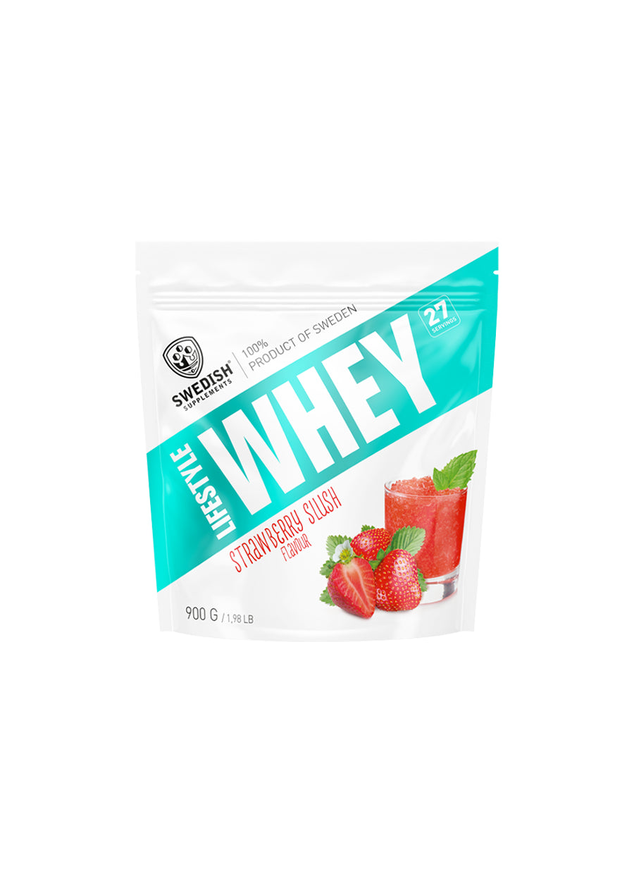 Swedish Supplements Lifestyle Whey Vassleprotein 900g Strawberry Slush framsida