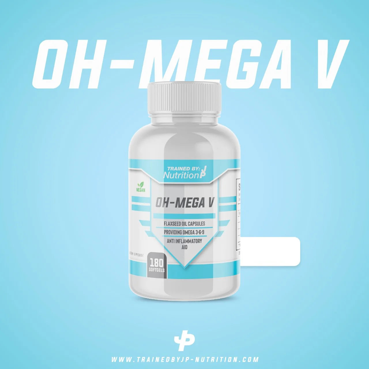 Trained by JP Oh-Mega V 180 Kapslar Blå bakgrund
