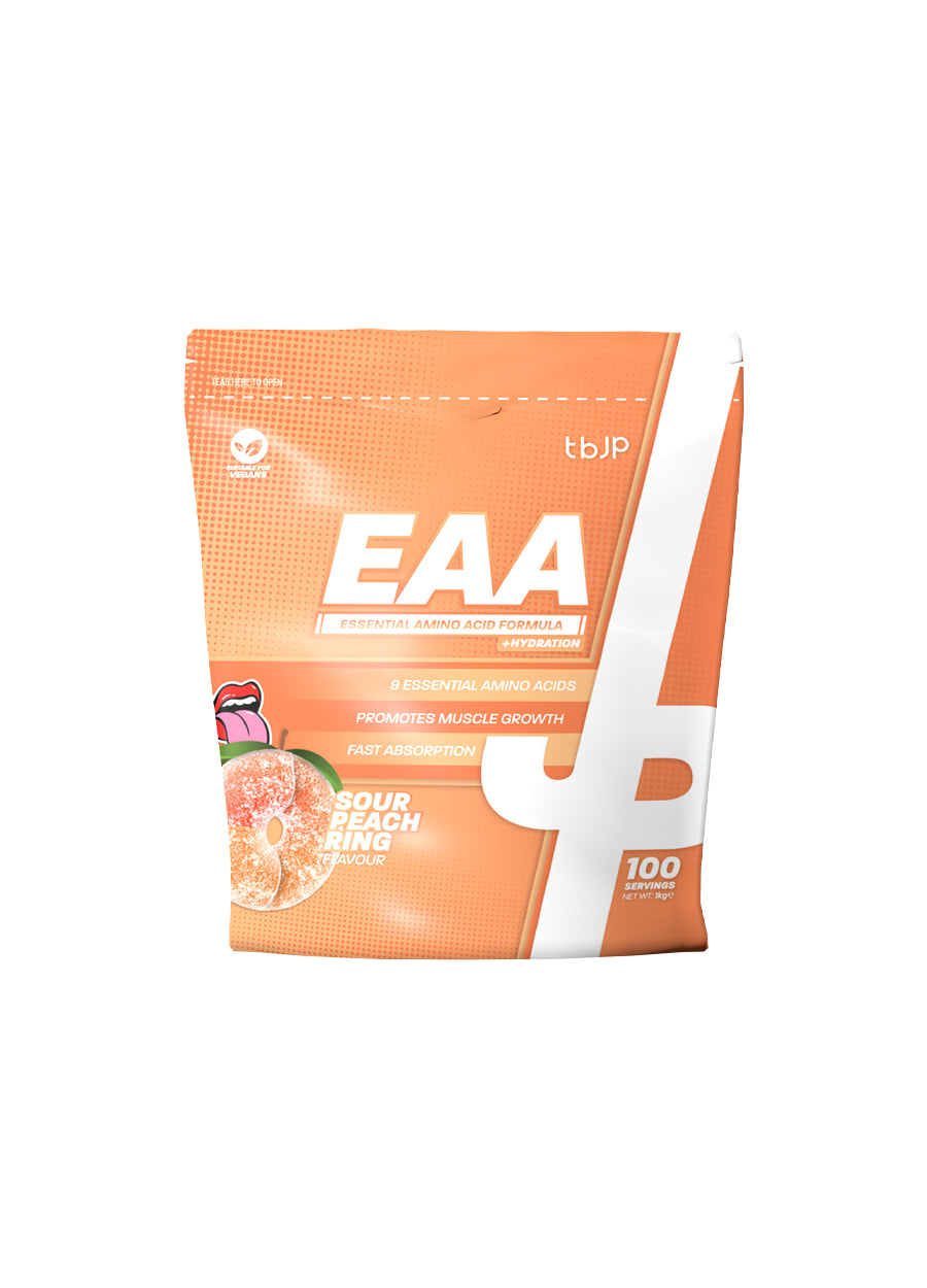 Trained by JP EAA + Hydration 1000g Sour Peach Rings Framsida