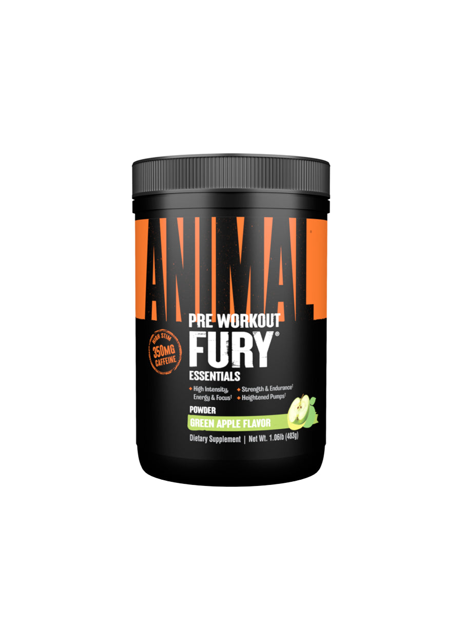 Universal Nutrition Animal Fury PWO 483g Green Apple framsida