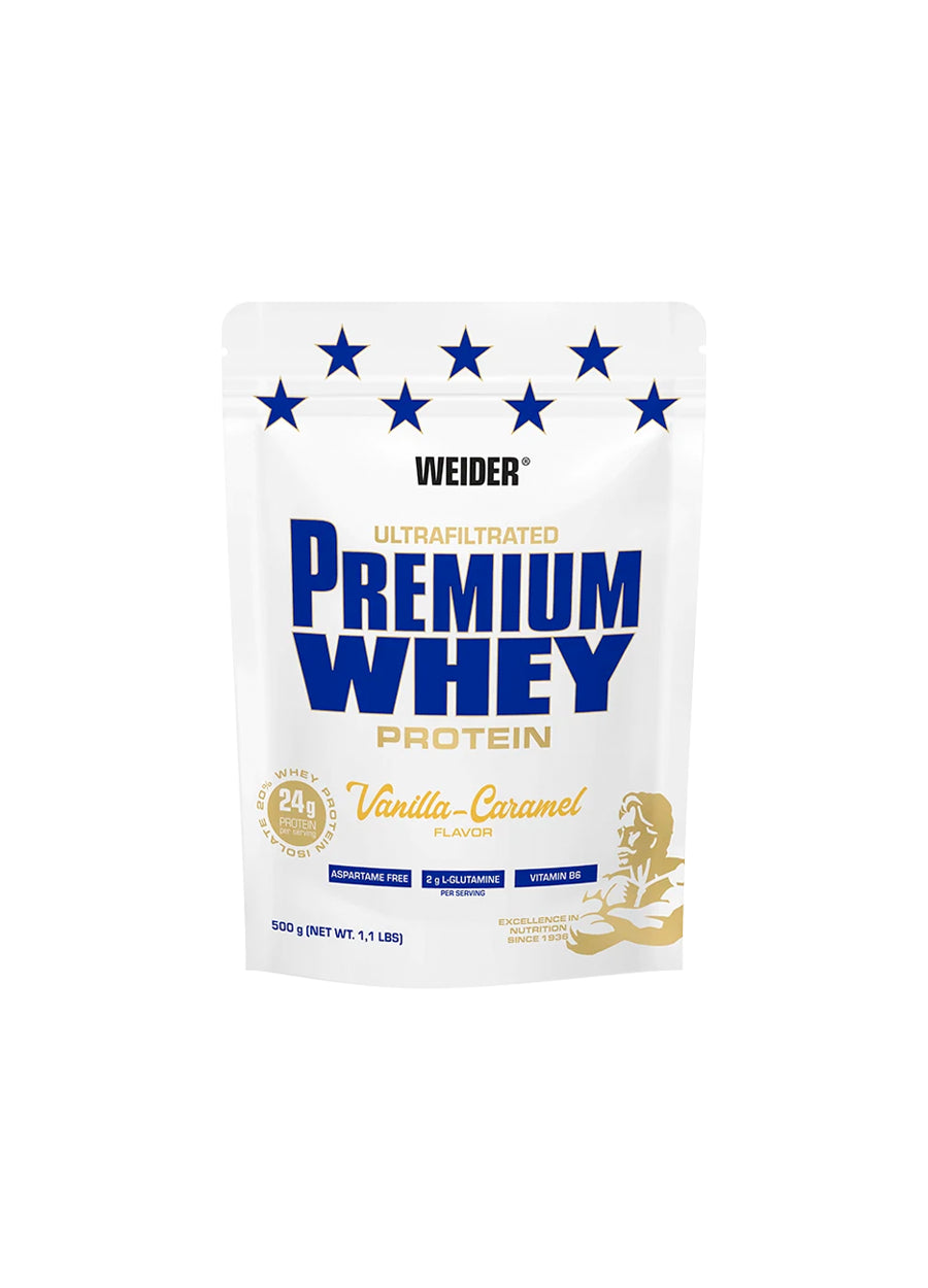 Weider Premium Whey 500g Vanilla Caramel Framsida