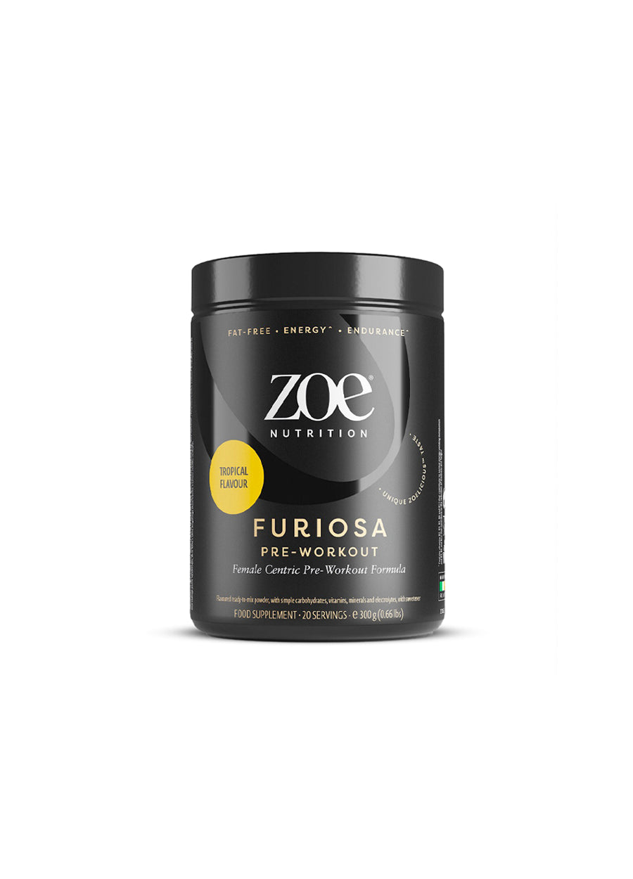 ZOE nutrition Furiosa Pre-Workout 300g Tropical Framsida